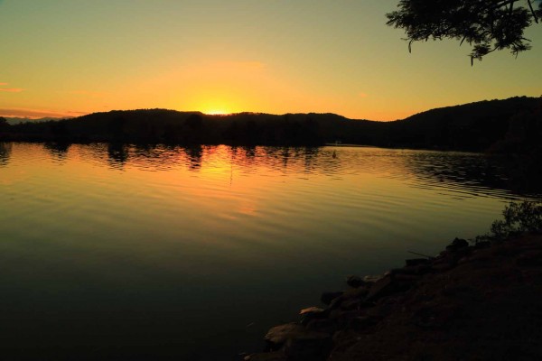 A nice way to finish the day, watching the sunset over the river.