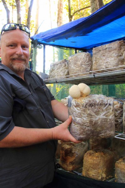 Our trip leader proudly showing off his mushroom farm.